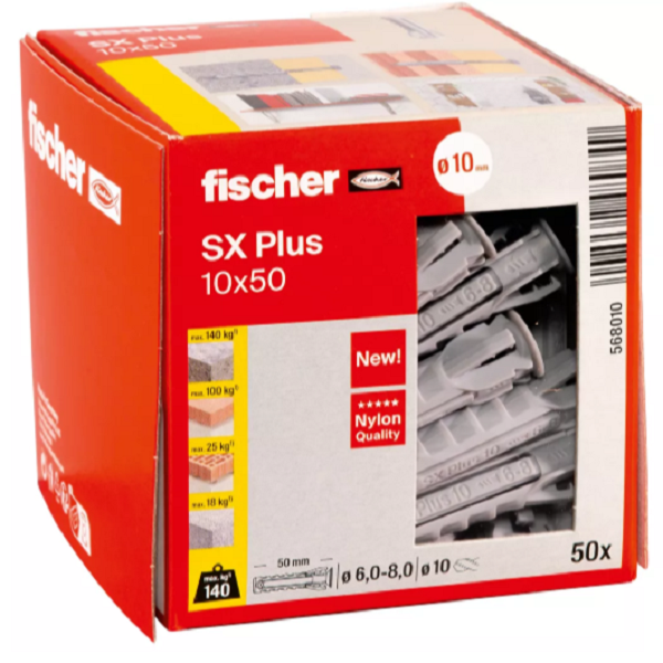 207651-4006209700105-CAJA-TACOS-NYLON-SX-10-50UND-REF-579282-FISCHER Caja de tacos nylon SX-10 50 uds - 579282 FISCHER - Imagen 1