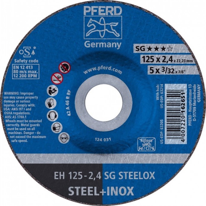 208057-4007220162651-DISCO-CORTE-METAL-EH-125X2-4-SG-STEELOX-61341222-PFERD Disco corte metal EH 125x2.4 sg STEELOX - 61341222 PFERD - Imagen 1
