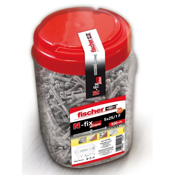 209525-4048962402964-BOTE-PLASTICO-TACO-CLAVABLE-N-FIX-5X25-500UND-REF-557755-FISCHER Bote plástico taco clavable n-fix 5x25 500 uds - 557755 FISCHER - Imagen 1