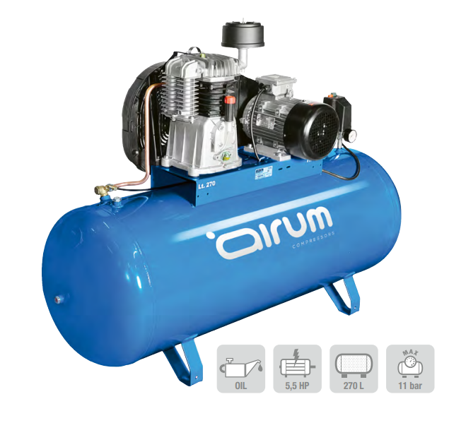 228147-N4NN701LEV133-COMPRESOR-AIRE-CORREAS-5-5HP-270LT-380V-NB5-270-FT5-5-AIRUM Compresor de aire de correas 5.5 HP 270 l 380 V NB5/270 FT5.5 AIRUM - Imagen 1