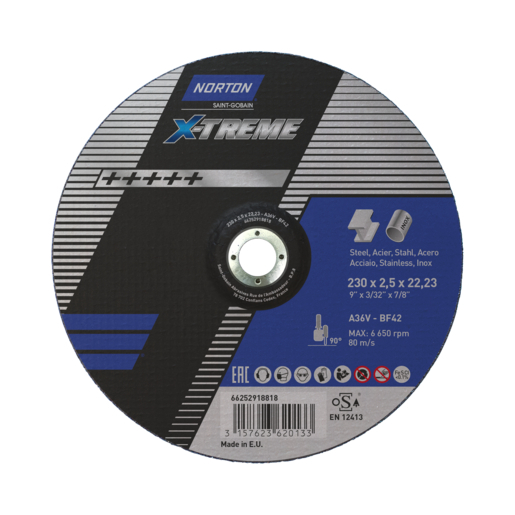 256617-3157623620133-DISCO-CORTE-METAL-X-TREME-230X2-5-MM-REF-66252918818-NORTON Disco corte metal x-treme 230x2.5 mm - 66252918818 NORTON - Imagen 1