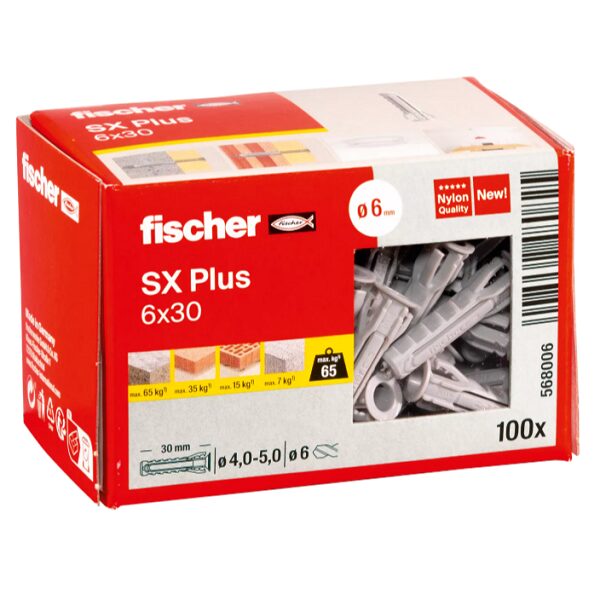 207649-4006209700068-Caja-de-tacos-nylon-SX-Plus-6-100-uds-568006-FISCHER Caja de tacos nylon SX Plus-6 100 uds - 568006 FISCHER - Imagen 1