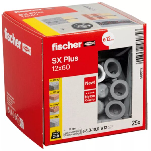 209530-4048962480856-Caja-de-tacos-nylon-SX-Plus-12-25-uds-568012-FISCHER Caja de tacos nylon SX Plus-12 25 uds - 568012 FISCHER - Imagen 1