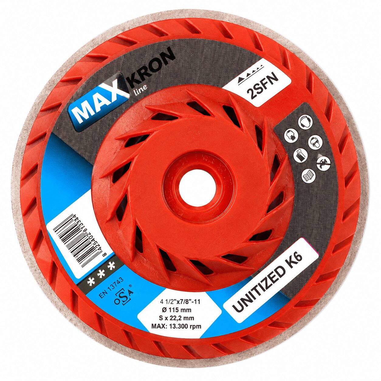 221922-8425402612934-Disco-borrador-unitized-K6-2SFN115X12-mm-M14-SH909803-MAXKRON Disco borrador unitized K6 2SFN115X12 mm M14 - SH909803 MAXKRON - Imagen 1