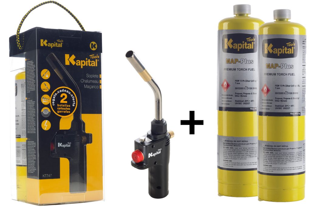 223761-8428805000131-Kit-soplete-gas-KT747-2BOTELLAS-MAP-PRO-KT747P-KAPITAL Kit soplete gas KT747 + 2BOTELLAS MAP-PRO - KT747P KAPITAL - Imagen 1