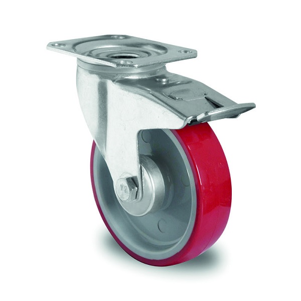 226824-8435427901470-Rueda-Basic-N2U6-R1W-PU-rojo-125-giratoria-con-freno-20C0040-CASCOO Rueda Basic N2U6 R1W PU rojo 125 giratoria con freno - 20C0040 CASCOO - Imagen 1